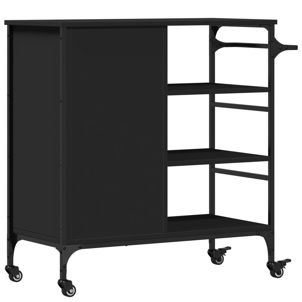 Kitchen Trolley Black 87.5x38.5x84.5 cm Engineered Wood